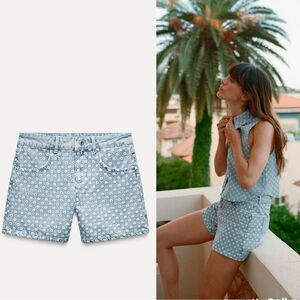 OPENWORK EMBROIDERY DENIM SHORTS Z1975